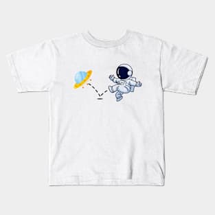 Astronaut plays UFO Soccer Kids T-Shirt